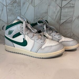 Nike Air Jordan Green and White High-Top Sneakers